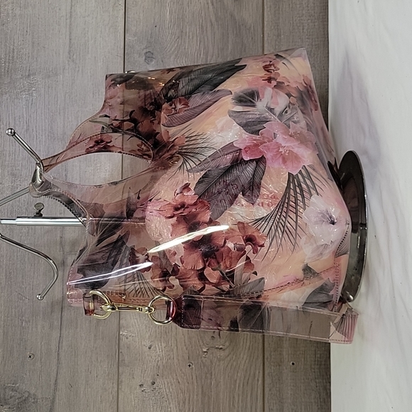 Vince Camuto Floral Clear PVC Tote Shoulder Bag - Picture 3 of 10